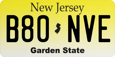 NJ license plate B80NVE