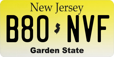 NJ license plate B80NVF
