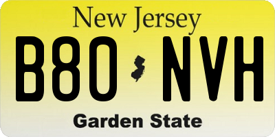 NJ license plate B80NVH