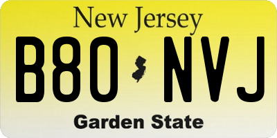 NJ license plate B80NVJ