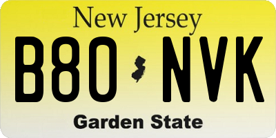 NJ license plate B80NVK