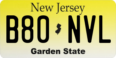 NJ license plate B80NVL
