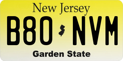 NJ license plate B80NVM