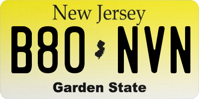 NJ license plate B80NVN