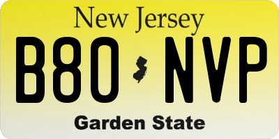 NJ license plate B80NVP
