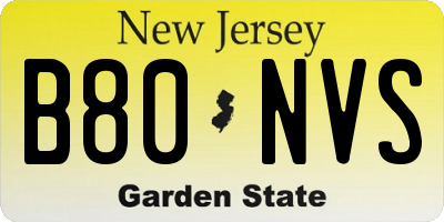 NJ license plate B80NVS