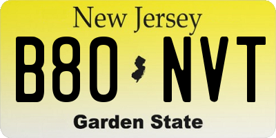NJ license plate B80NVT