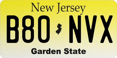 NJ license plate B80NVX