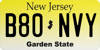 NJ license plate B80NVY