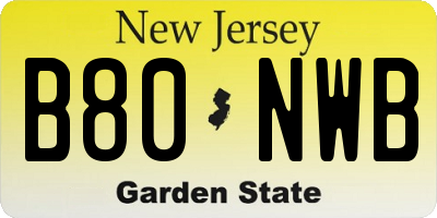NJ license plate B80NWB