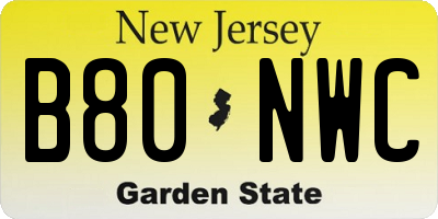 NJ license plate B80NWC