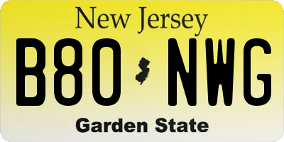 NJ license plate B80NWG
