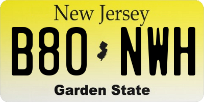 NJ license plate B80NWH