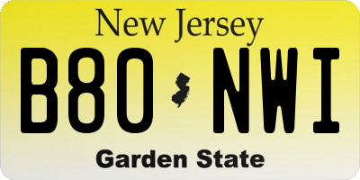 NJ license plate B80NWI