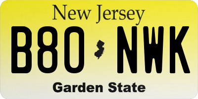 NJ license plate B80NWK