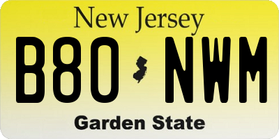 NJ license plate B80NWM