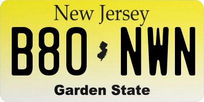NJ license plate B80NWN