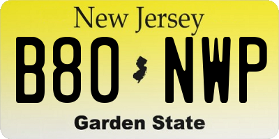NJ license plate B80NWP
