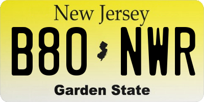 NJ license plate B80NWR