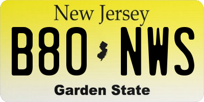 NJ license plate B80NWS