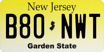 NJ license plate B80NWT