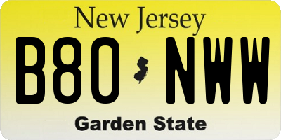 NJ license plate B80NWW