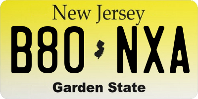 NJ license plate B80NXA