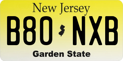 NJ license plate B80NXB
