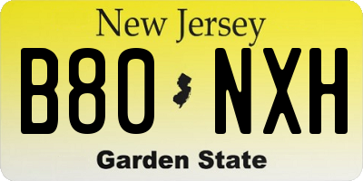 NJ license plate B80NXH