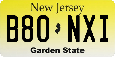 NJ license plate B80NXI