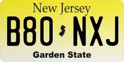 NJ license plate B80NXJ