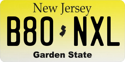 NJ license plate B80NXL
