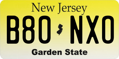 NJ license plate B80NXO