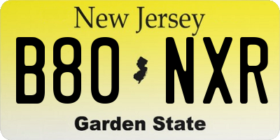 NJ license plate B80NXR