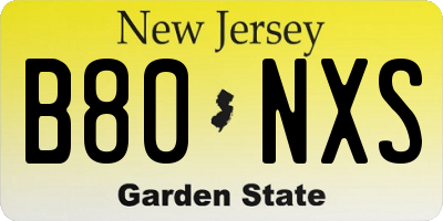 NJ license plate B80NXS