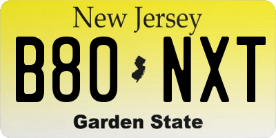 NJ license plate B80NXT