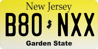 NJ license plate B80NXX