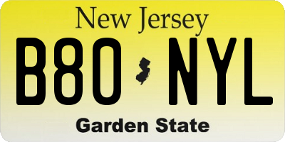 NJ license plate B80NYL