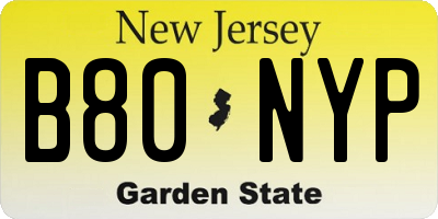 NJ license plate B80NYP