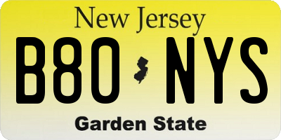 NJ license plate B80NYS
