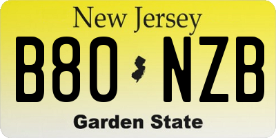 NJ license plate B80NZB