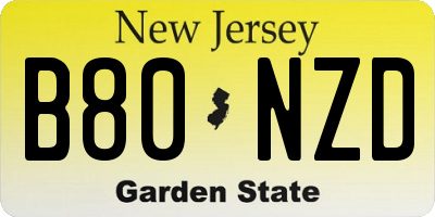 NJ license plate B80NZD