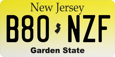 NJ license plate B80NZF