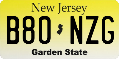 NJ license plate B80NZG
