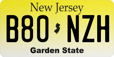 NJ license plate B80NZH
