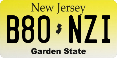 NJ license plate B80NZI