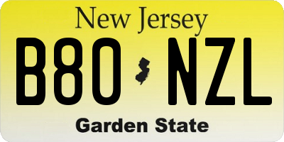 NJ license plate B80NZL