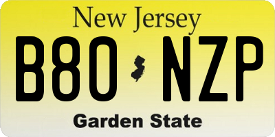NJ license plate B80NZP
