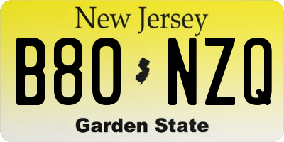 NJ license plate B80NZQ