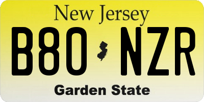 NJ license plate B80NZR
